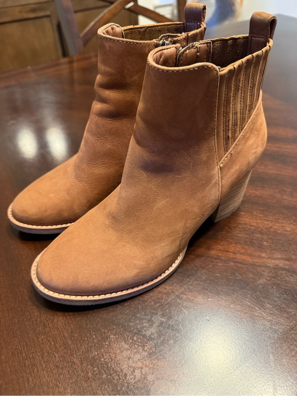 Women’s Blondo Light Brown Suede Ankle Boots - Stylish Chelsea Heel